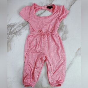 Picapino Baby Girls' Pink Silver Polka Dot Jumpsuit Romper Onesie, Sz 12M